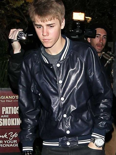 justin bieber ysl blazer|celebrities in leather bomber blazers.